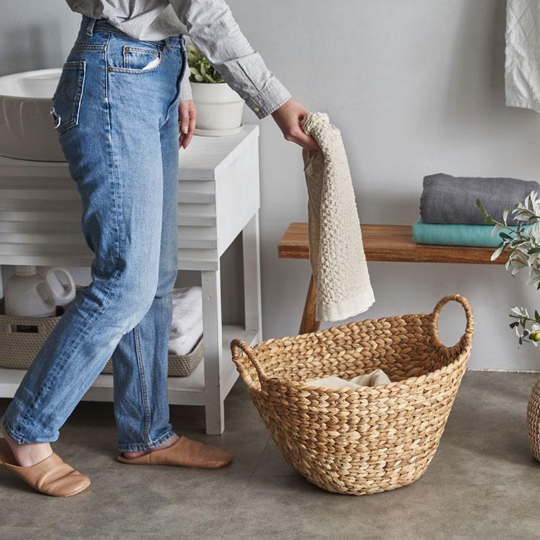 バスケット かご 収納 取っ手付き おしゃれ ブランケット 衣類入れ カゴ 籠 ランドリーバスケット ナチュラル ウォーターヒヤシンス 編み アジア工房 vn50564 | ELEMENTS（インテリア） | 11