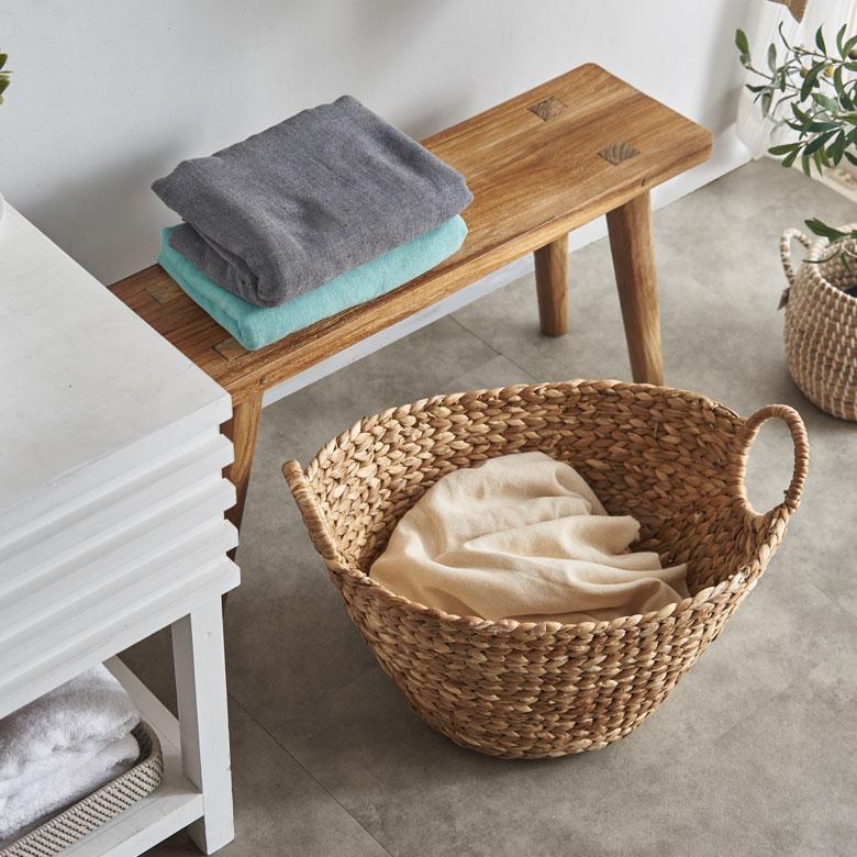 バスケット かご 収納 取っ手付き おしゃれ ブランケット 衣類入れ カゴ 籠 ランドリーバスケット ナチュラル ウォーターヒヤシンス 編み アジア工房 vn50564 | ELEMENTS（インテリア） | 14