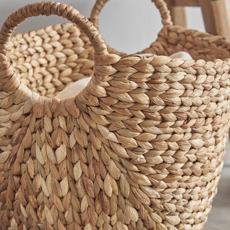 バスケット かご 収納 取っ手付き おしゃれ ブランケット 衣類入れ カゴ 籠 ランドリーバスケット ナチュラル ウォーターヒヤシンス 編み アジア工房 vn50564 | ELEMENTS（インテリア） | 04