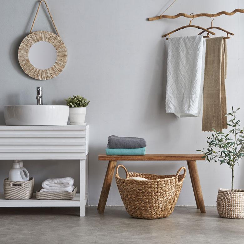 バスケット かご 収納 取っ手付き おしゃれ ブランケット 衣類入れ カゴ 籠 ランドリーバスケット ナチュラル ウォーターヒヤシンス 編み アジア工房 vn50564 | ELEMENTS（インテリア） | 05