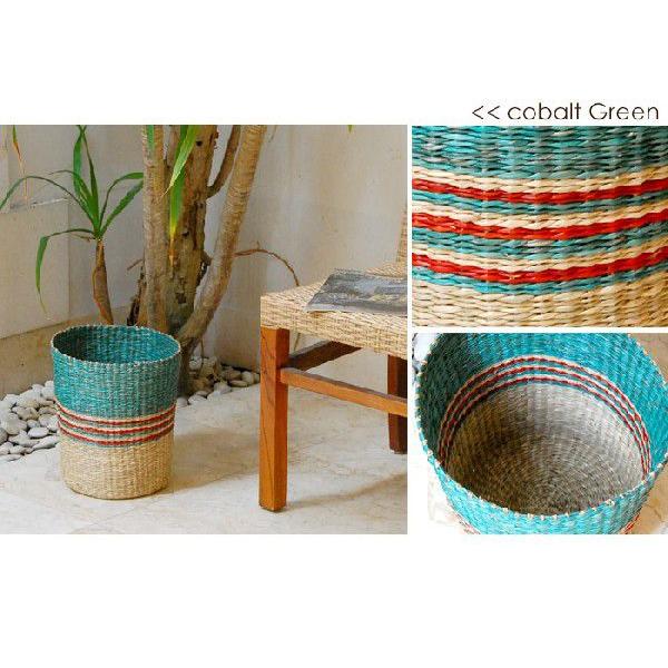 シーグラスで編まれたボーダー柄のアジアンごみ箱 3色展開 vn5056 | ブランド登録なし | 03