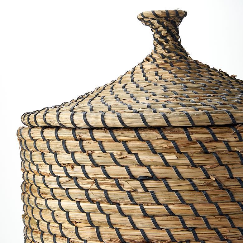 ELEMENTS バスケット ふた 付き かご ポット シーグラス 約W 35cm D