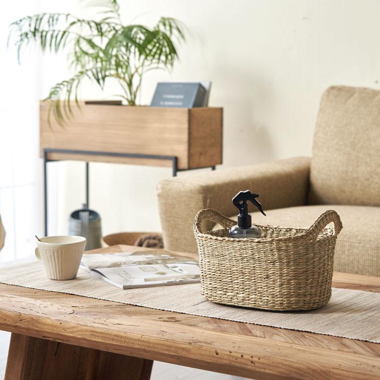 バスケット かご 収納 持ち手付き 取っ手付き 小物入れ 収納BOX キッチン小物 シーグラス ナチュラル Mサイズ vn50577 | ELEMENTS（インテリア） | 08