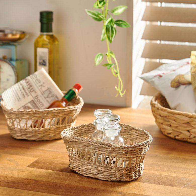 ミニバスケット かご 収納 バスケット 小さい かわいい おしゃれ コンパクト 小物入れ 収納ケース シーグラス ナチュラル アジア工房 vn5057 | ELEMENTS（インテリア） | 06