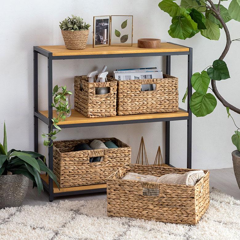 4個セット かご バスケット 持ち手 付き ウォーターヒヤシンス カラー ボックス インナー 収納 ケース 荷物 ナチュラル おしゃれ 北欧 雑貨 西海岸 set-5070 | ELEMENTS（インテリア） | 11