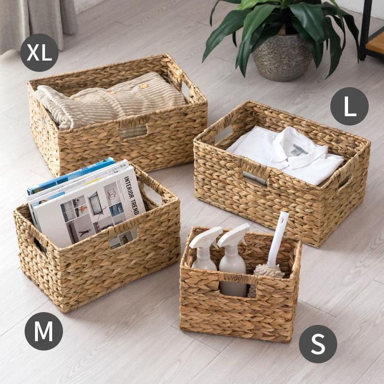 4個セット かご バスケット 持ち手 付き ウォーターヒヤシンス カラー ボックス インナー 収納 ケース 荷物 ナチュラル おしゃれ 北欧 雑貨 西海岸 set-5070 | ELEMENTS（インテリア） | 13