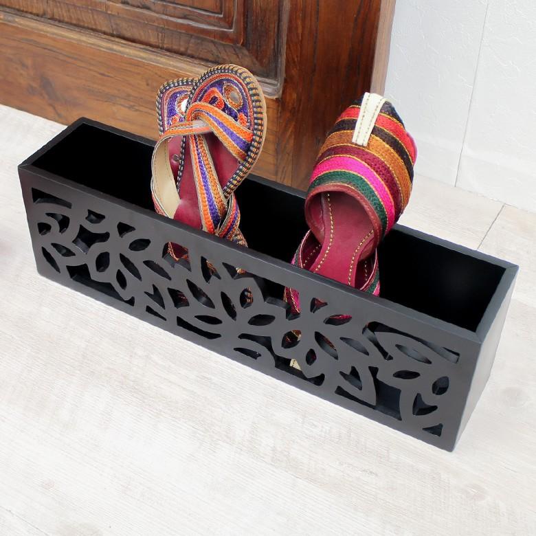 スリッパスタンド 収納 彫刻アート ボックス 本立て マガジンラック シューズラック アジアン エスニック VN50710 | ブランド登録なし | 02