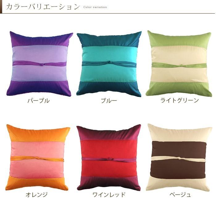 クッションカバー アジアン おしゃれ 40×40cm 光沢 帯付き 正方形 アジアン雑貨 バリ雑貨 モダン リゾート アジア工房 vn50900 | ブランド登録なし | 05