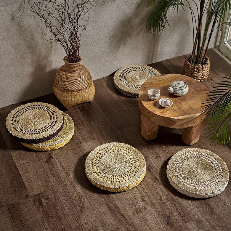 アジアン座布団 シーグラス製 透かし編み 円形 座布団 2色展開 アジア工房 vn5098 | ブランド登録なし | 13