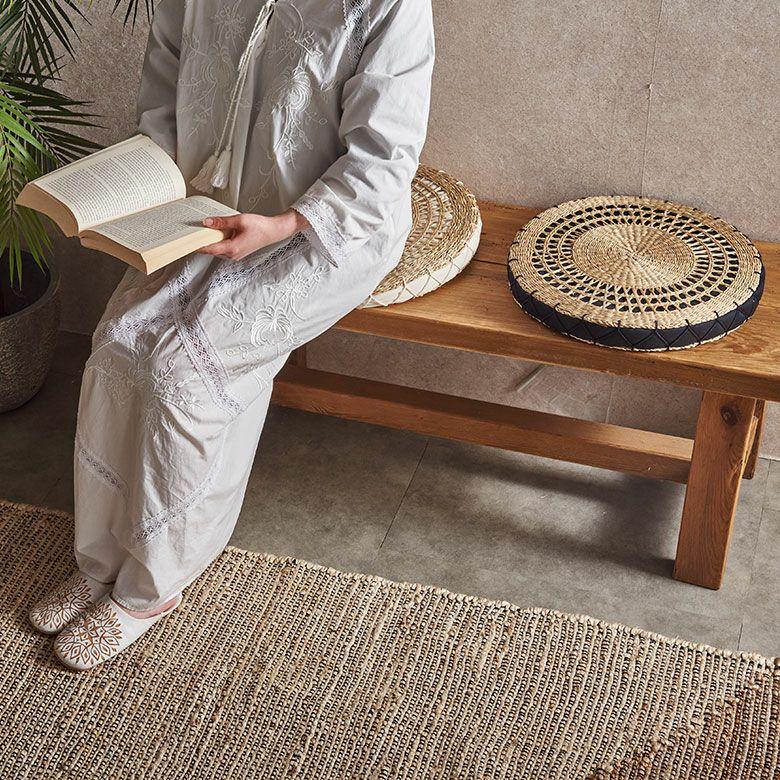 アジアン座布団 シーグラス製 透かし編み 円形 座布団 2色展開 アジア工房 vn5098 | ブランド登録なし | 14