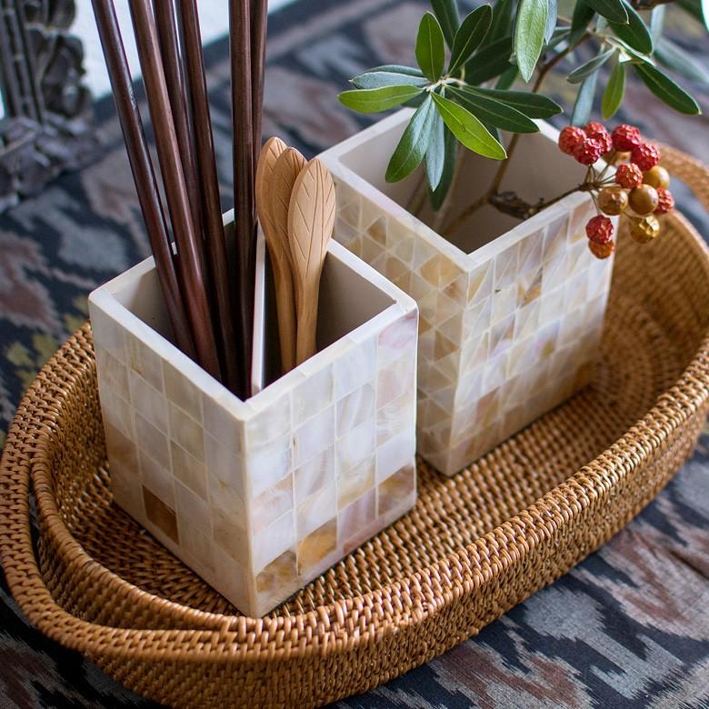 ペン立て 手作り おしゃれ アジアン シェル ペンスタンド スタンド ケース 貝殻 デスク収納 パールシェル ステーショナリー カトラリー アジア工房 vn5112 | ブランド登録なし | 17