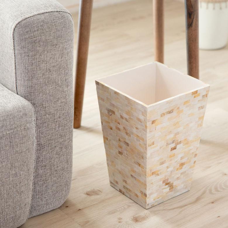 ごみ箱 おしゃれ 台形 ダストボックス ゴミ箱 パール シェル 収納 分別 リビング ダイニング プランターカバー アジア工房 vn5114 | ブランド登録なし | 12