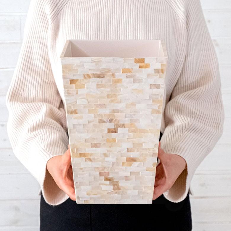 ごみ箱 おしゃれ 台形 ダストボックス ゴミ箱 パール シェル 収納 分別 リビング ダイニング プランターカバー アジア工房 vn5114 | ブランド登録なし | 04