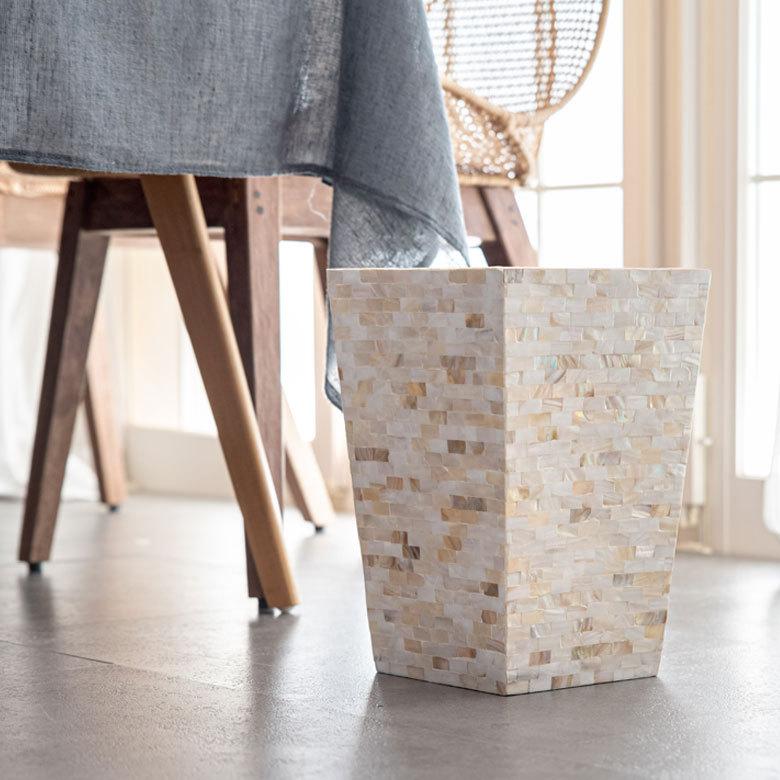 ごみ箱 おしゃれ 台形 ダストボックス ゴミ箱 パール シェル 収納 分別 リビング ダイニング プランターカバー アジア工房 vn5114 | ブランド登録なし | 09