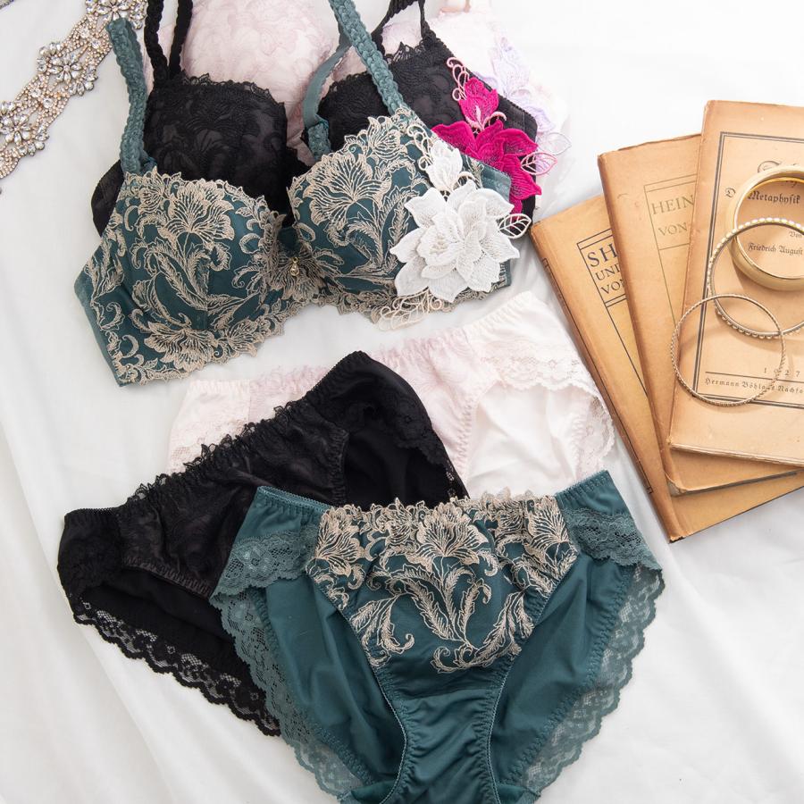 花柄レースブラジャー 3点セット　G80 ワイヤーブラジャー ショーツセット レース 花 カメリア X-Rated 女性