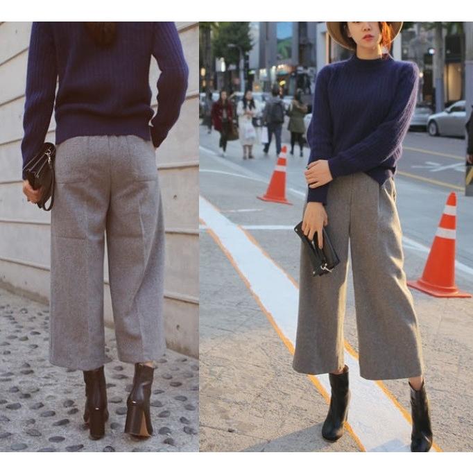 レディース パンツ ガウチョパンツ トレンド 人気 ボトムス 大人コーデ シンプル カジュアル 秋 冬 グレー ブラック 送料無料