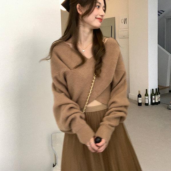 レディース 韓国ファッション ニット セーター Vネック ざっくり ゆる