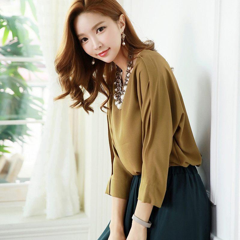 ファッション 帯電防止処理加工 レディース 韓国ファッション ブラウス 七分袖 スリット トップス 普段着 上品 きれカジ オフコーデ On Off ビジネス フォーマル ライトブラウン S M L Xl Xxl Dgflsj3jmo Www Guillermobogao Com