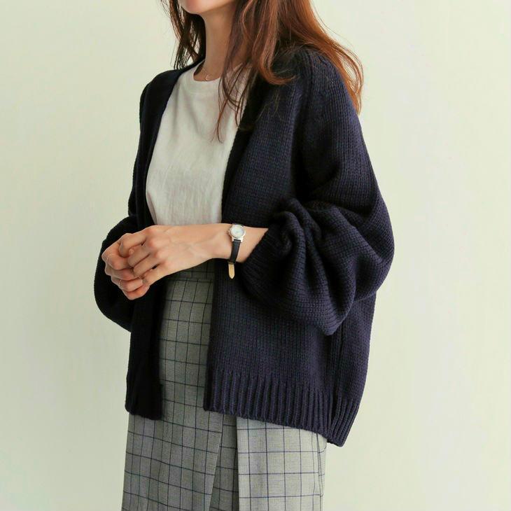 レディース 韓国ファッション カーディガン ボタンなし セーター 長袖 羽織 アウター オフコーデ Off オフィス ビジネス 普段着 ベージュ ブラック ネイビー Fedyx4arzl トップス Www Elghoniemy Com