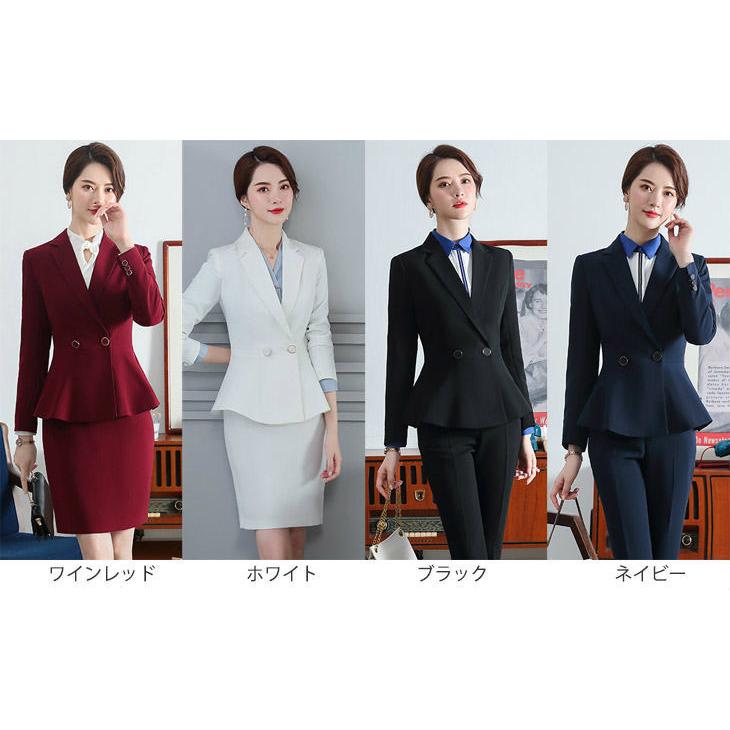 レディース 韓国ファッション 3点セット スーツ ジャケット ブラウス パンツ ミニスカート ビジネス オフィス お仕事コーデ 上品 ワインレッド ホワイト ブラ…｜elenefjapan｜06