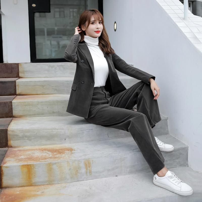 レディース 韓国ファッション 上下2点セット テーラードジャケット パンツ ベルベット ダンススーツ 大人かっこいい 学生 上品 オフィス ブラック 黒 S M L Elekf1922 エルネフジャパン 通販 Yahoo ショッピング