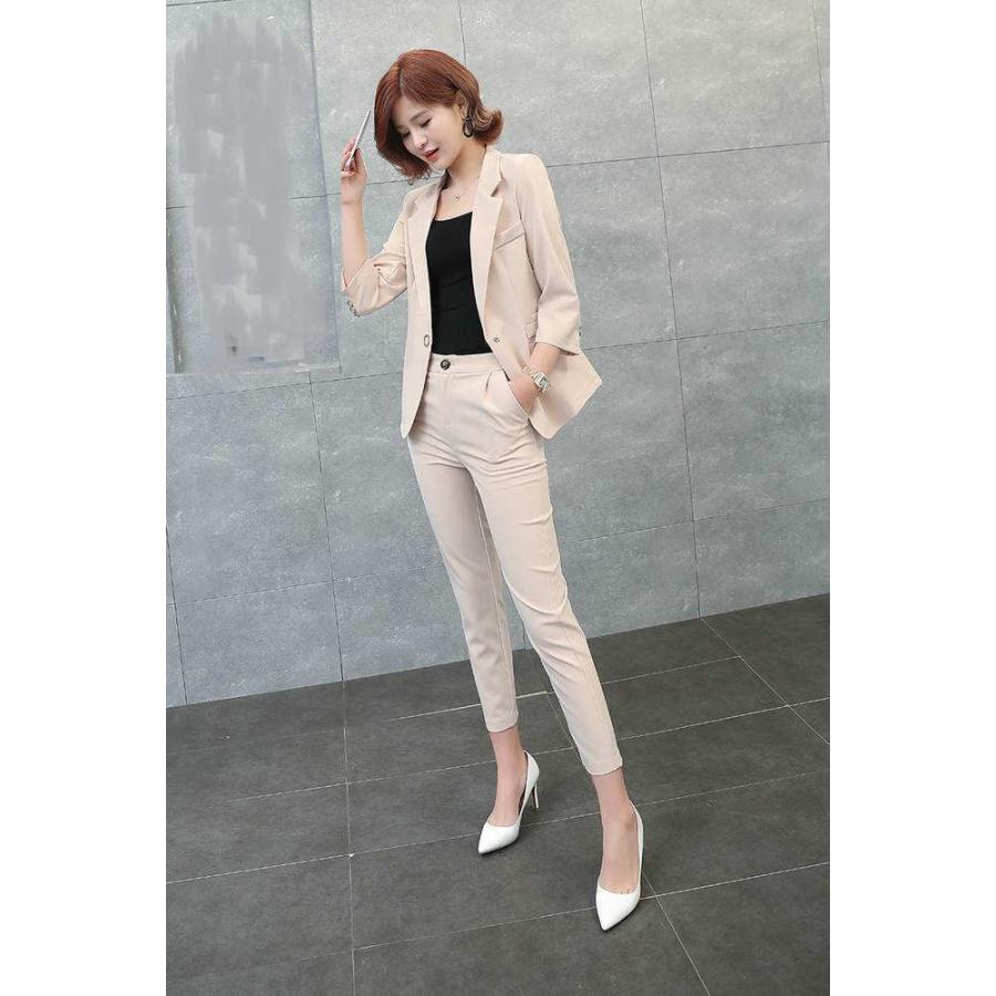 超レア最新 レディース 韓国ファッション 上下2点セット テーラードジャケット クロップドパンツ セットアップ 長袖 ビジネス シンプル 大人女子 ブラック ベージュ グ 割引卸売 Www Superavila Com