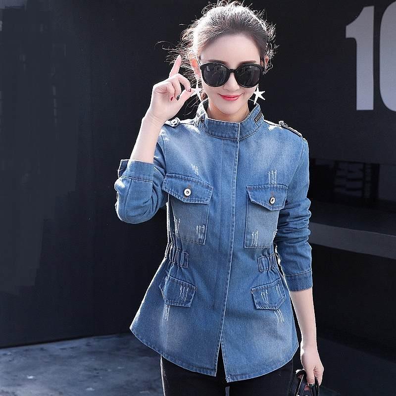 レディース デニムジャケット スタンドカラー ジージャン Gジャン アウター 秋 冬 ボーイッシュ メンズライク ブルー 大きいサイズ 送料無料 Has エルネフジャパン 通販 Yahoo ショッピング