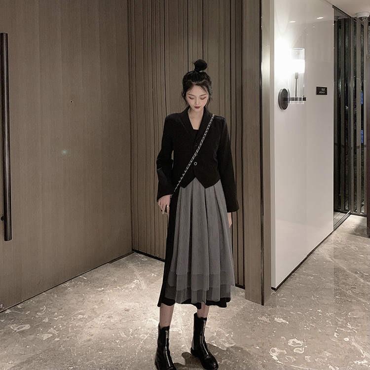 レディース ジャケット スカート チュール ふわふわ ロングスカート ミモレ丈 おしゃれ お出かけ オフィス お呼ばれ ブラック 黒 S M L Xl サイズ 送料無料 豪奢な