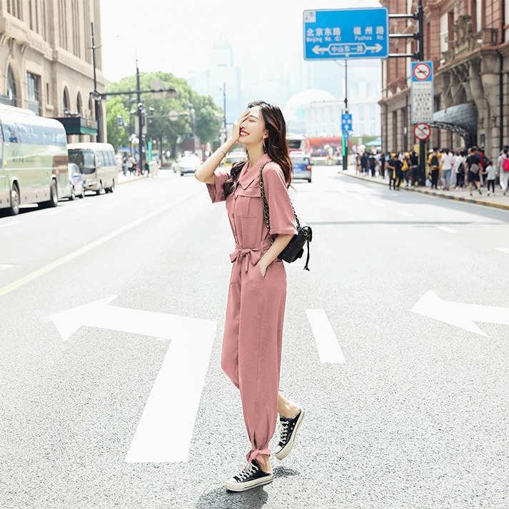 レディース ジャンプスーツ オールインワン 半袖 オーバーオール