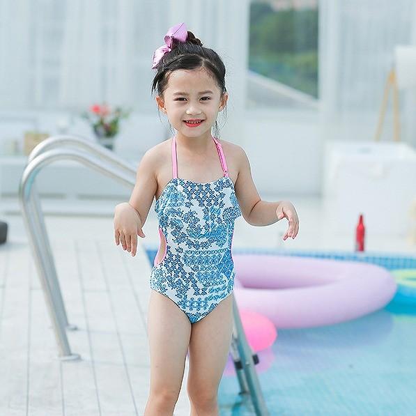 キッズ 女の子 水着 ワンピース フレアトップ ホルターネック フリル 海 子供用 女児 女子 ジュニア ブルー 送料無料 Knas534 エルネフジャパン 通販 Yahoo ショッピング