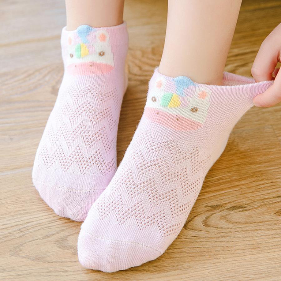 靴下 5足セット キッズ メッシュ素材 動物 女の子 くつ下くるぶし かわいい 。送料無料 ソックス 通販