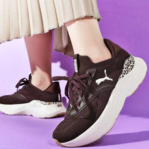 ヒョウ柄 プーマ レディース 厚底 スニーカー 履き心地抜群 ふわふわインソール PUMA SOFTRIDE メイブ アニマル ウィメンズ レオパード 2026春夏新作 313610 | PUMA | 14