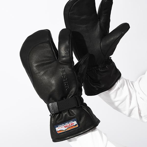 Hestraレザー ミトングローブ ブラック HESTRA（ヘストラ） レザーミトン 3-Finger GTX Full Leather MITTEN