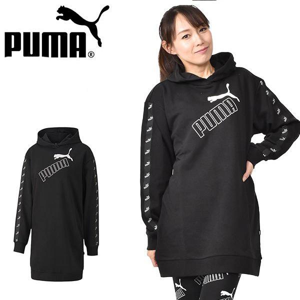 ロング丈 プルオーバー パーカー プーマ Puma レディース Amplified フーデッドドレス 裏毛 スウェット ブラック 黒 秋新作 エレファントsports Paypayモール店 通販 Paypayモール