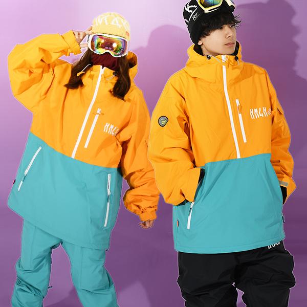 KM4K フード付きスノーボードウェア Mサイズ 黒 オレンジ KM4K フード