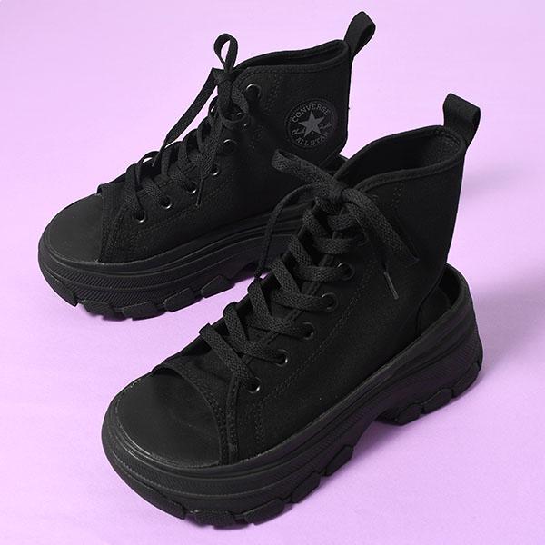 PLAN C フスベット カットアウト サンダル 37 ブラック 厚底 本革 CONVERSE（コンバース） 2026春新作 厚底サンダル レディース CONVERSE