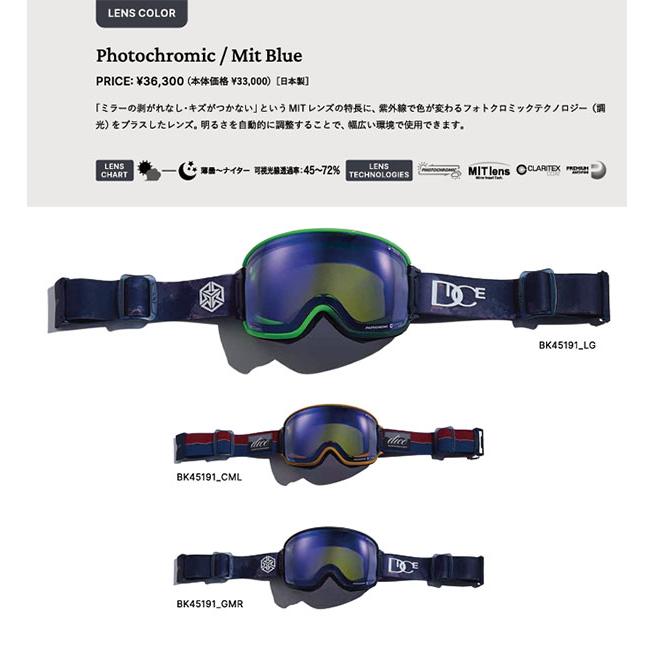 DICE（ダイス） スノーゴーグル BANK バンク BK45191 調光