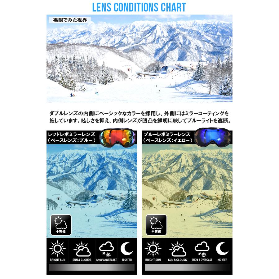 ケース付き スノーボード スキー ゴーグル  メンズ レディース 球面 ミラー レンズ スノーゴーグル ダブルレンズ |  | 11