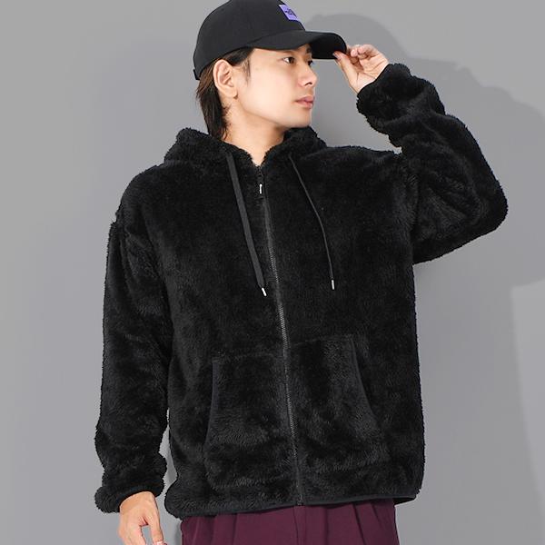 あけみ　Champion フリース裏地 フルジップパーカー 黒 Champion（チャンピオン） フリース パーカー シェルパフリース ボア