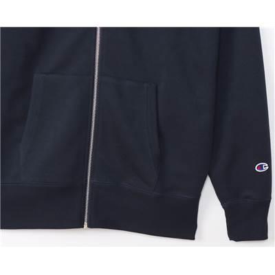 Y6053*チャンピオン☆ジップパーカー☆ネイビー☆XS☆ロゴ☆スウェット☆綿 チャンピオン Champion ジュニア スウェットフルジップ チャンピオン