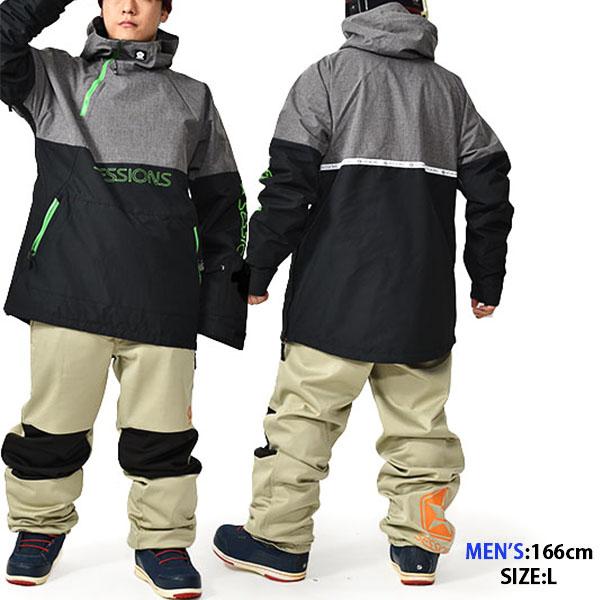 ラスト1着 Mサイズ 43%off スノーボードウェア セッションズ SESSIONS CENTRAL ANORAK JACKET メンズ プルオーバー ジャケット スノボの画像