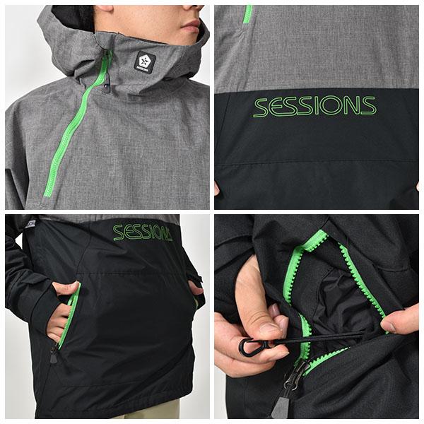 ラスト1着 Mサイズ 43%off スノーボードウェア セッションズ SESSIONS CENTRAL ANORAK JACKET メンズ プルオーバー ジャケット スノボの画像