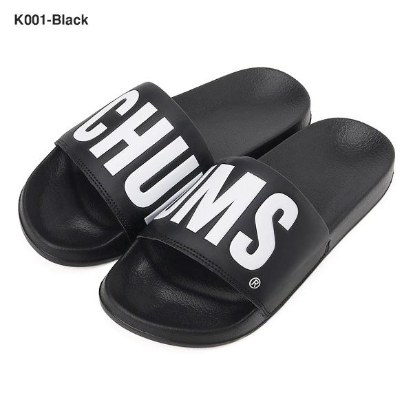 CHUMS ロゴ入り ブラックビーチサンダル CHUMS ビーチサンダル チャムス ブービーチサンダル シャワー
