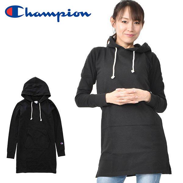長袖 ロング丈 プルオーバー パーカー チャンピオン Champion レディース ウィメンズ スウェットワンピース 裏毛 ブラック 黒 Cw L106 エレファントsports Paypayモール店 通販 Paypayモール