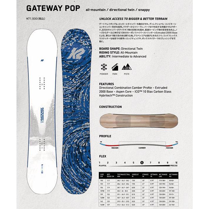 K2 スノーボード 板 ケーツー GATEWAY POP ゲートウェイ ポップ 板