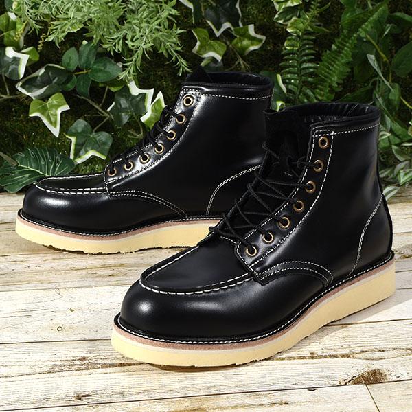 レザー ワークブーツ メンズ アメカジ 本革 ミドル モックブーツ