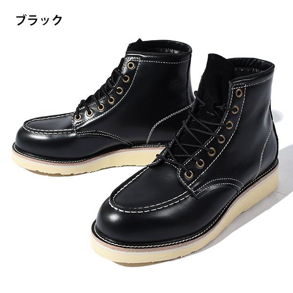 レザー ワークブーツ メンズ アメカジ 本革 ミドル モックブーツ