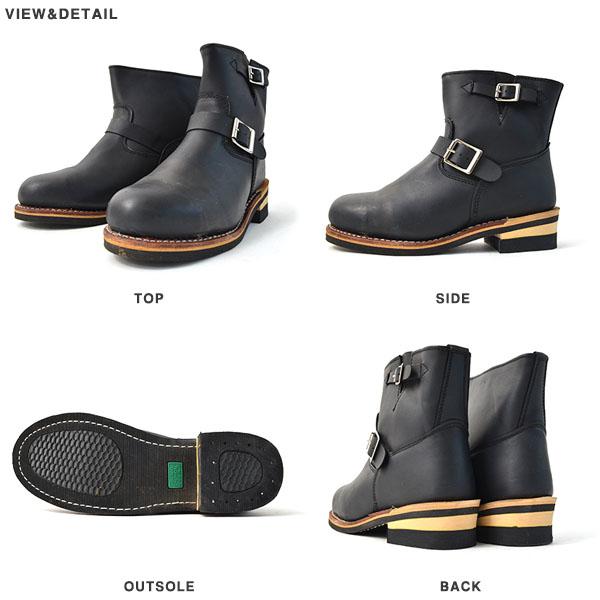 エンジニアブーツ メンズ レディース ブラック 黒 本革 レザー