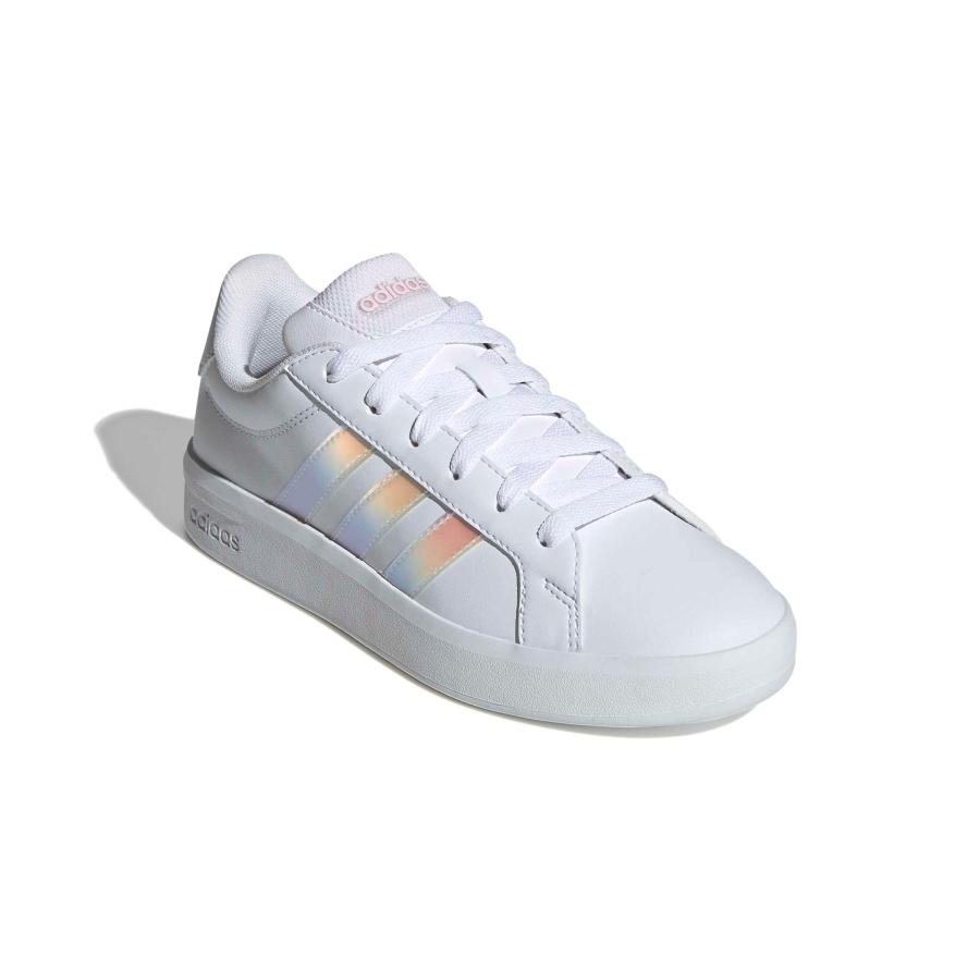 2026春夏新作 アディダス レディース スニーカー adidas GRAND COURT 3.0 J グランドコート ローカット シューズ 靴 ホワイト 白 玉虫色 オーロラ JQ1978の画像
