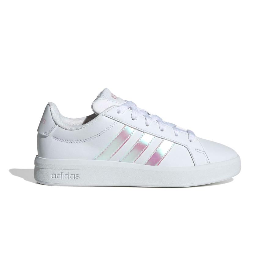 2026春夏新作 アディダス レディース スニーカー adidas GRAND COURT 3.0 J グランドコート ローカット シューズ 靴 ホワイト 白 玉虫色 オーロラ JQ1978の画像